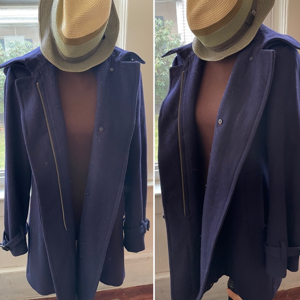 J. Crew Navy Wool Hooded Duffle Coat - Picture 7 of 9